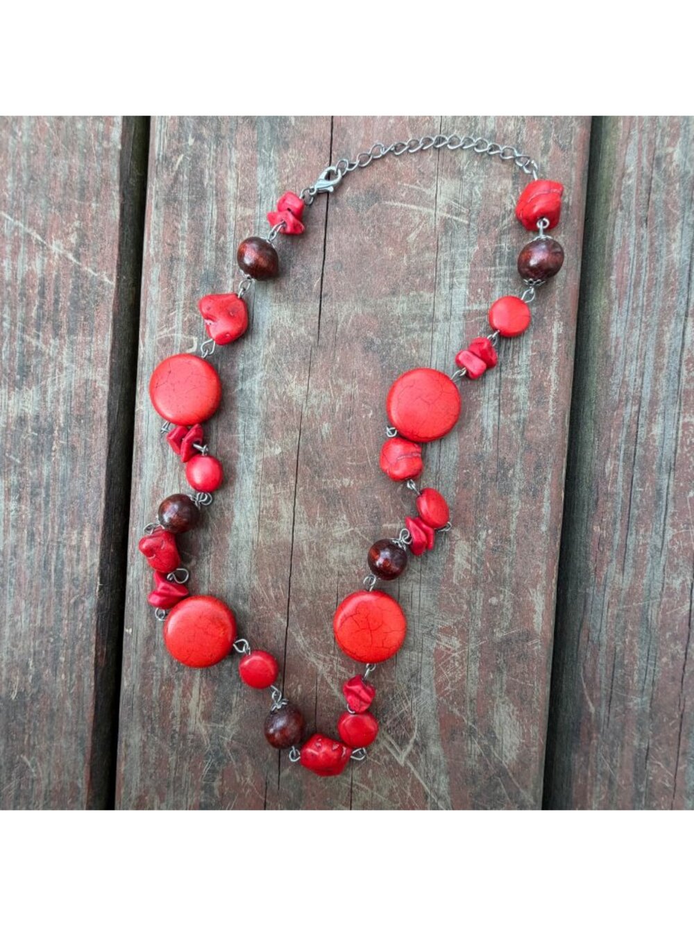 Red & Brown Beaded Necklace